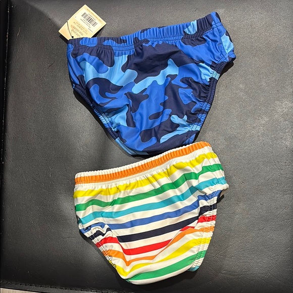 Primary Kids Swim Diaper Set - Blue Camo and Rainbow Stripes - Picture 2 of 2